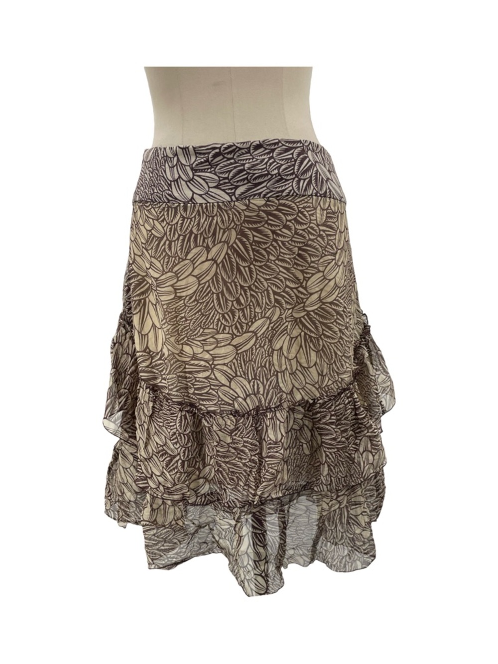Miss Sixty Women's Tiered ruffle mini skirt Size S Brown, Tan Good Used - Picture 2 of 12